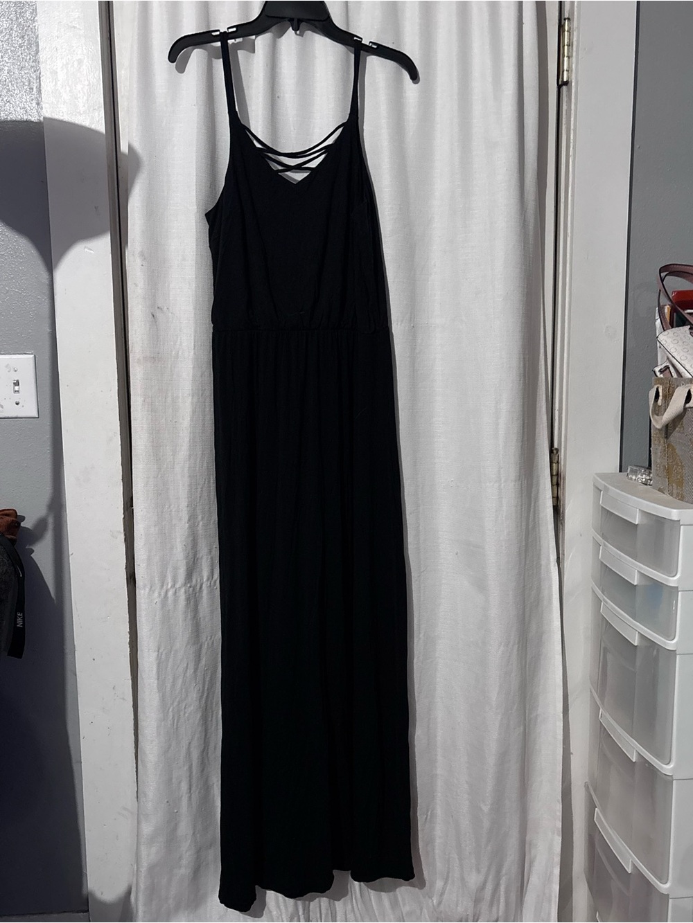 Maurices 24/7 Black Strappy Crisscross Maxi Dress Size M